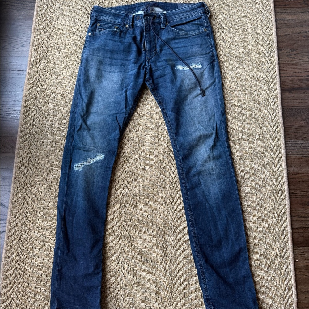 Diesel Men's Dark Blue Slim Fit Denim + Sweat Pant Jeans